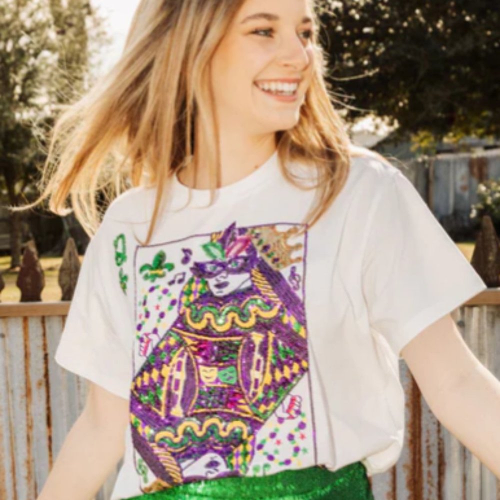 Queen of Sparkles Mardi Gras t-shirt EUC size L